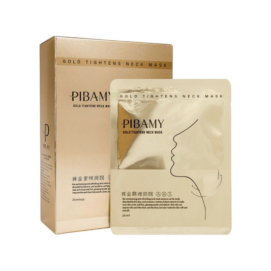PIBAMY Gold Tightens Neck Mask – Anti - Aging Neck Mask for Firming, Tightening & Wrinkle Care - Maskory