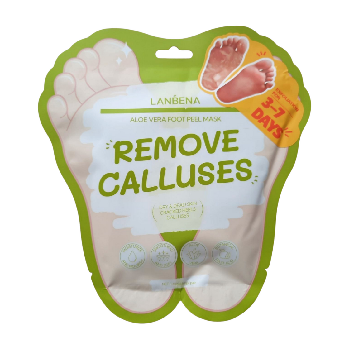 LANBENA Aloe Vera Foot Peel Mask – Gentle Exfoliation & Hydration for Baby-Soft Feet