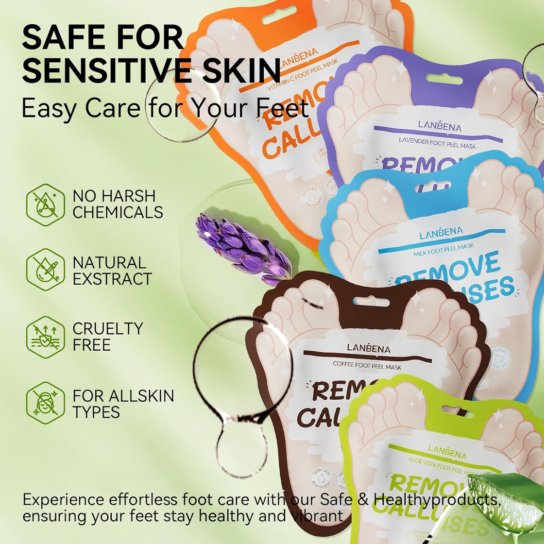 LANBENA Aloe Vera Foot Peel Mask – Gentle Exfoliation & Hydration for Baby-Soft Feet