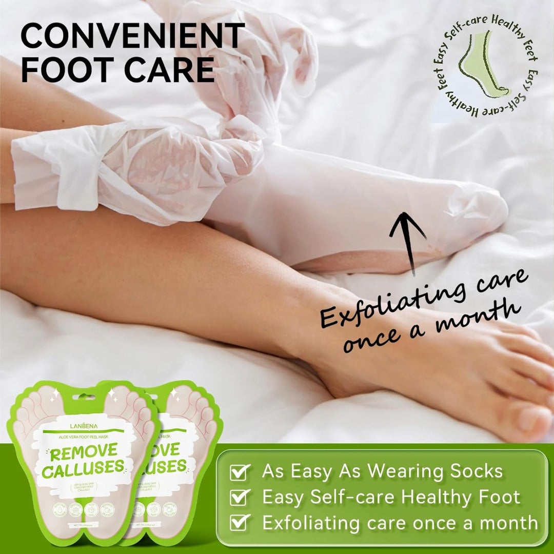 LANBENA Aloe Vera Foot Peel Mask – Gentle Exfoliation & Hydration for Baby-Soft Feet