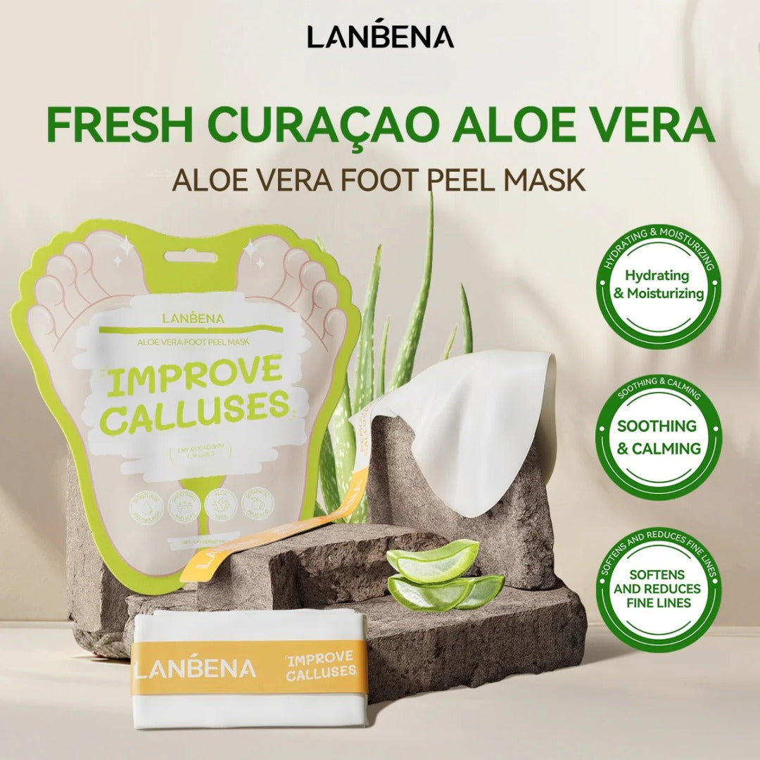 LANBENA Aloe Vera Foot Peel Mask – Gentle Exfoliation & Hydration for Baby-Soft Feet