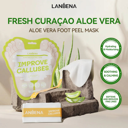 LANBENA Aloe Vera Foot Peel Mask – Gentle Exfoliation & Hydration for Baby-Soft Feet
