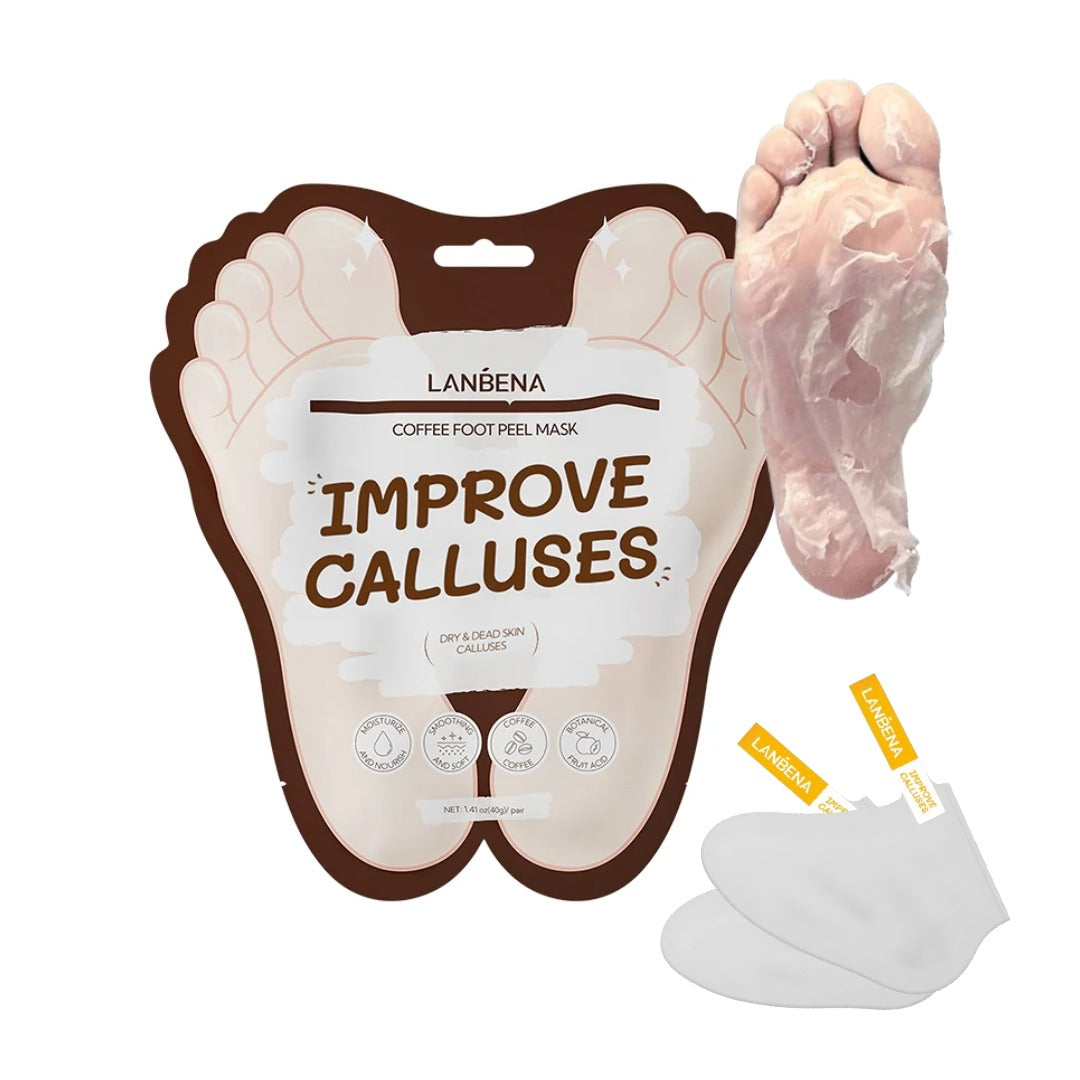 LANBENA Coffee Foot Peel Mask – Exfoliating Sock Mask for Dry, Callused Feet, Softening & Hydrating