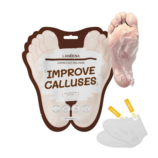 LANBENA Coffee Foot Peel Mask – Exfoliating Sock Mask for Dry, Callused Feet, Softening & Hydrating