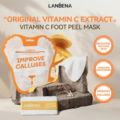 LANBENA Vitamin C Foot Peel Mask – Gentle Exfoliation & Brightening for Smooth, Soft Feet