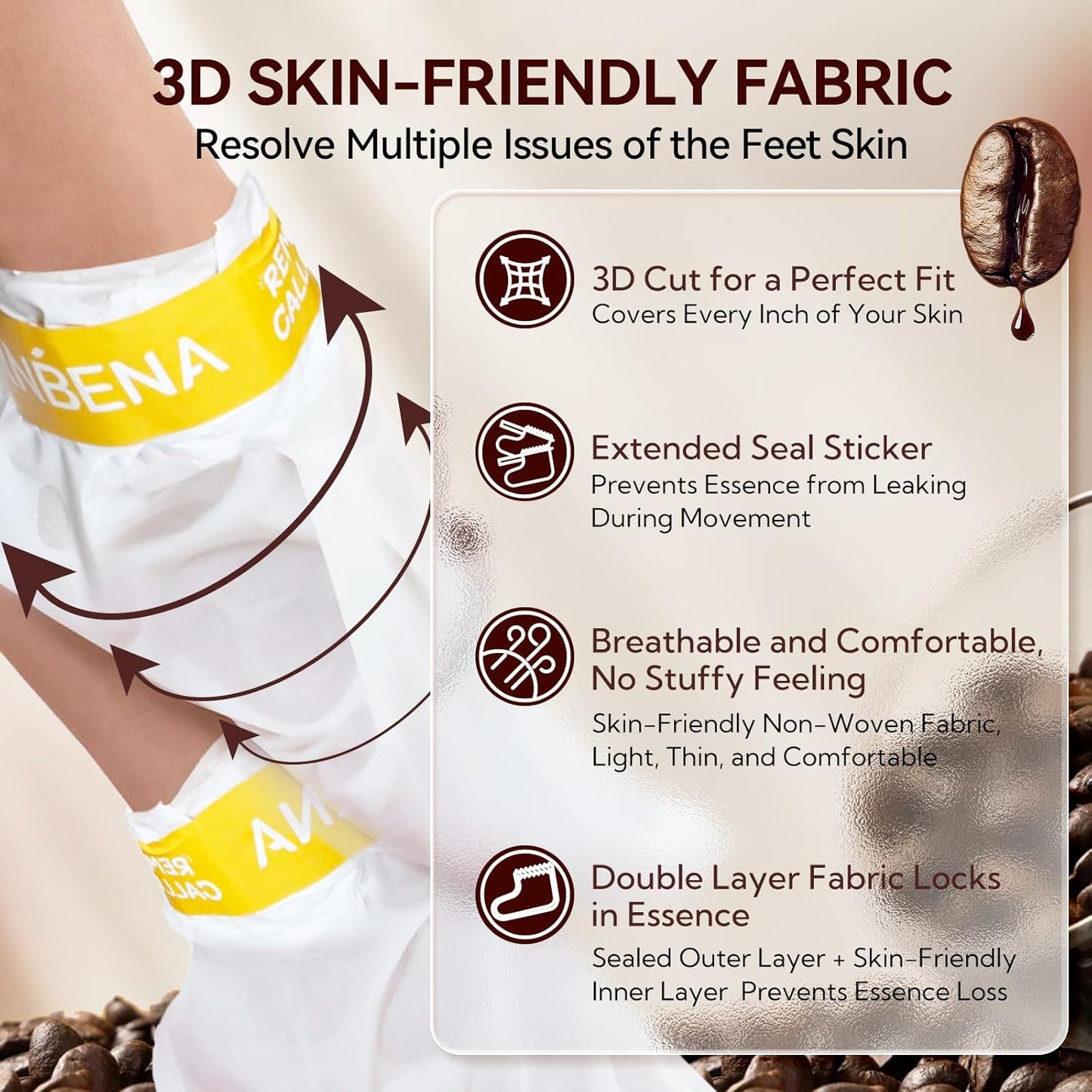 LANBENA Coffee Foot Peel Mask – Exfoliating Sock Mask for Dry, Callused Feet, Softening & Hydrating - Maskory