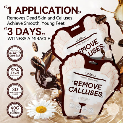LANBENA Coffee Foot Peel Mask – Exfoliating Sock Mask for Dry, Callused Feet, Softening & Hydrating - Maskory