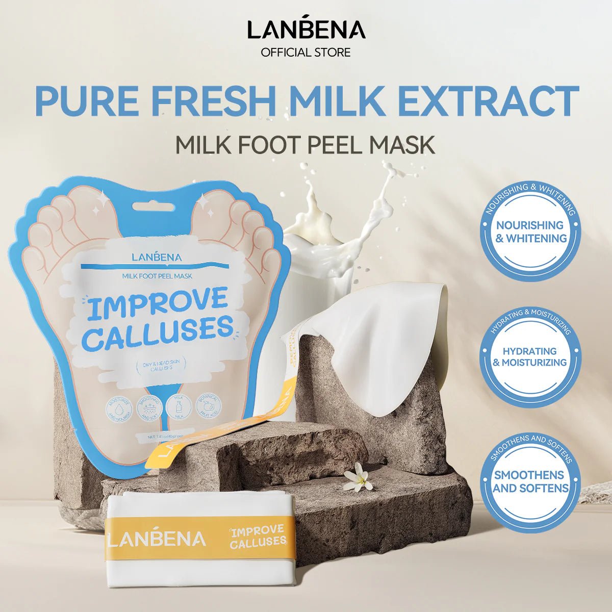 LANBENA Milk Foot Peel Mask – Gentle Peeling & Deep Nourishment for Smooth, Soft Feet - Maskory