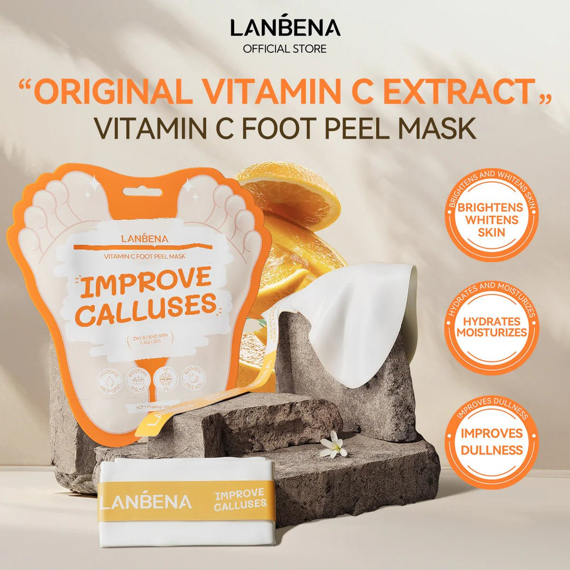 LANBENA Vitamin C Foot Peel Mask – Gentle Exfoliation & Brightening for Smooth, Soft Feet - Maskory