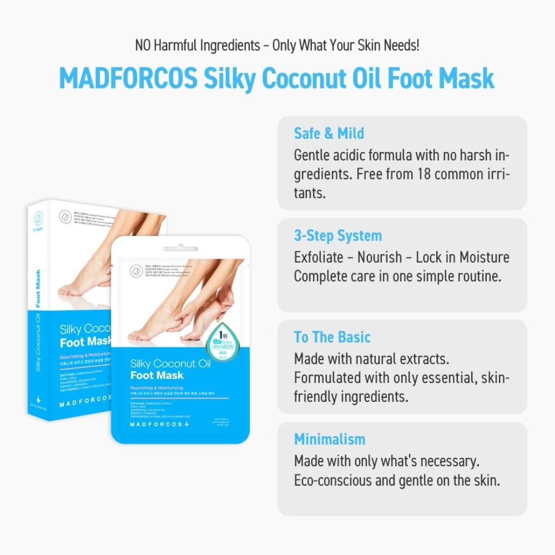 MADFORCOS Silky Coconut Oil Foot Mask – Ultra - Nourishing Moisture Therapy for Dry Feet - Maskory