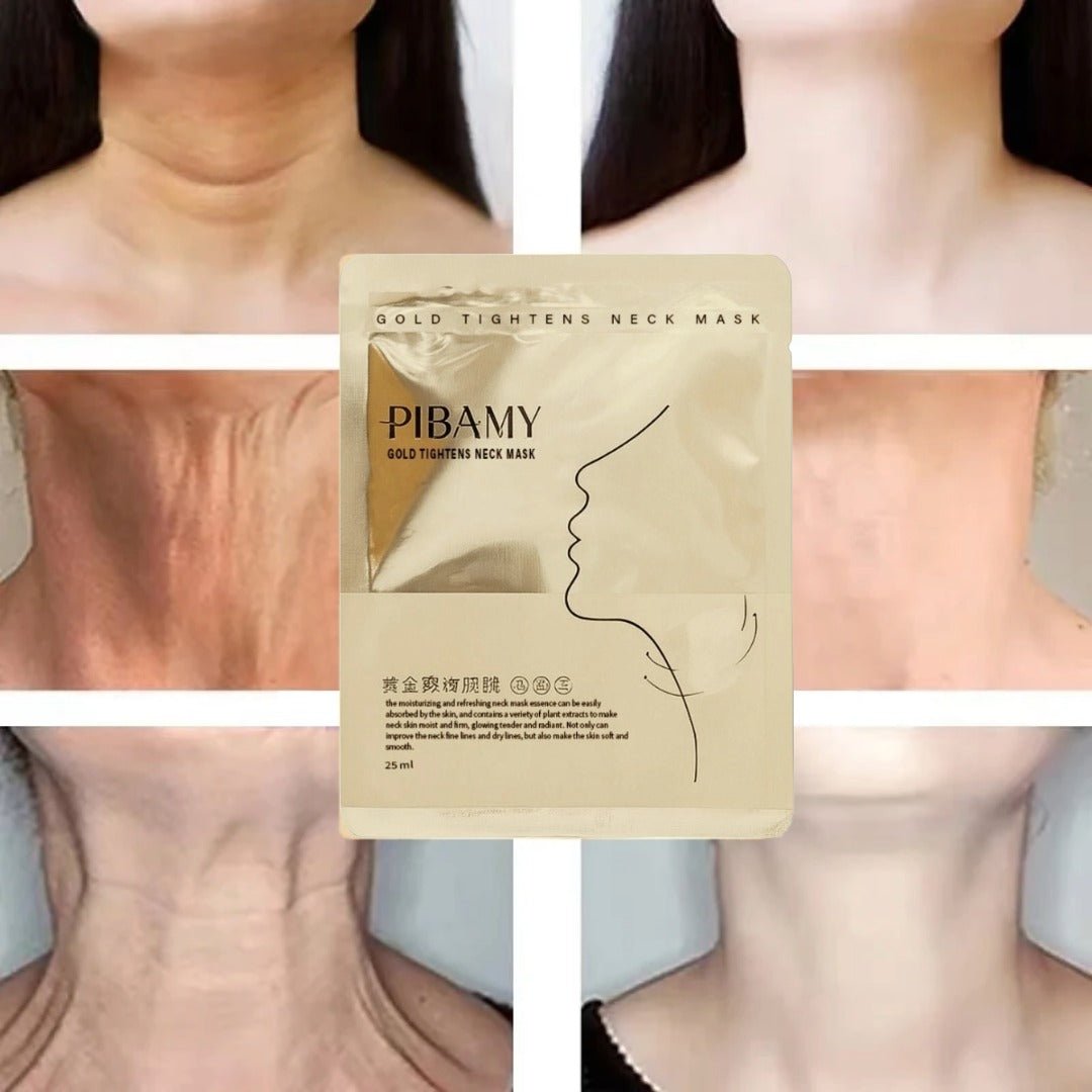PIBAMY Gold Tightens Neck Mask – Anti - Aging Neck Mask for Firming, Tightening & Wrinkle Care - Maskory