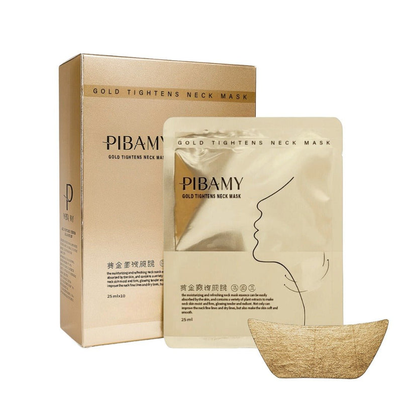 PIBAMY Gold Tightens Neck Mask – Anti - Aging Neck Mask for Firming, Tightening & Wrinkle Care - Maskory