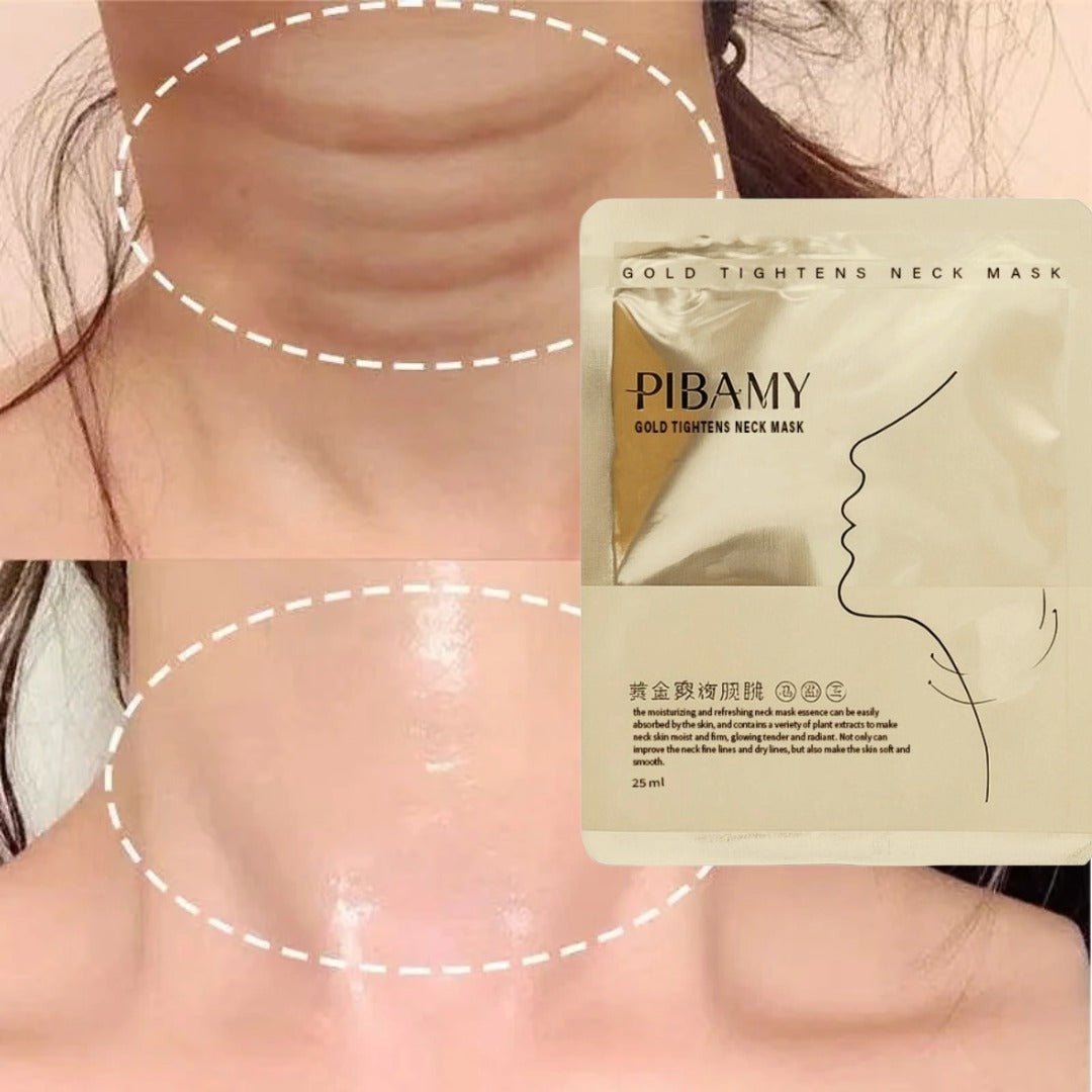 PIBAMY Gold Tightens Neck Mask – Anti - Aging Neck Mask for Firming, Tightening & Wrinkle Care - Maskory