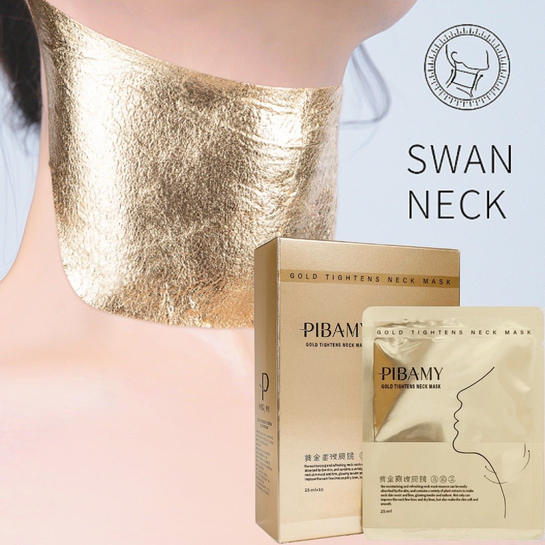 PIBAMY Gold Tightens Neck Mask – Anti - Aging Neck Mask for Firming, Tightening & Wrinkle Care - Maskory
