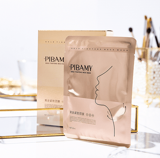 PIBAMY Gold Tightens Neck Mask – Anti - Aging Neck Mask for Firming, Tightening & Wrinkle Care - Maskory