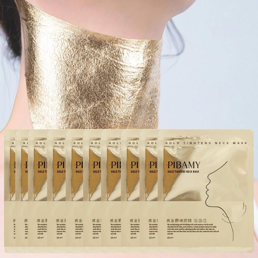 PIBAMY Gold Tightens Neck Mask – Anti - Aging Neck Mask for Firming, Tightening & Wrinkle Care - Maskory
